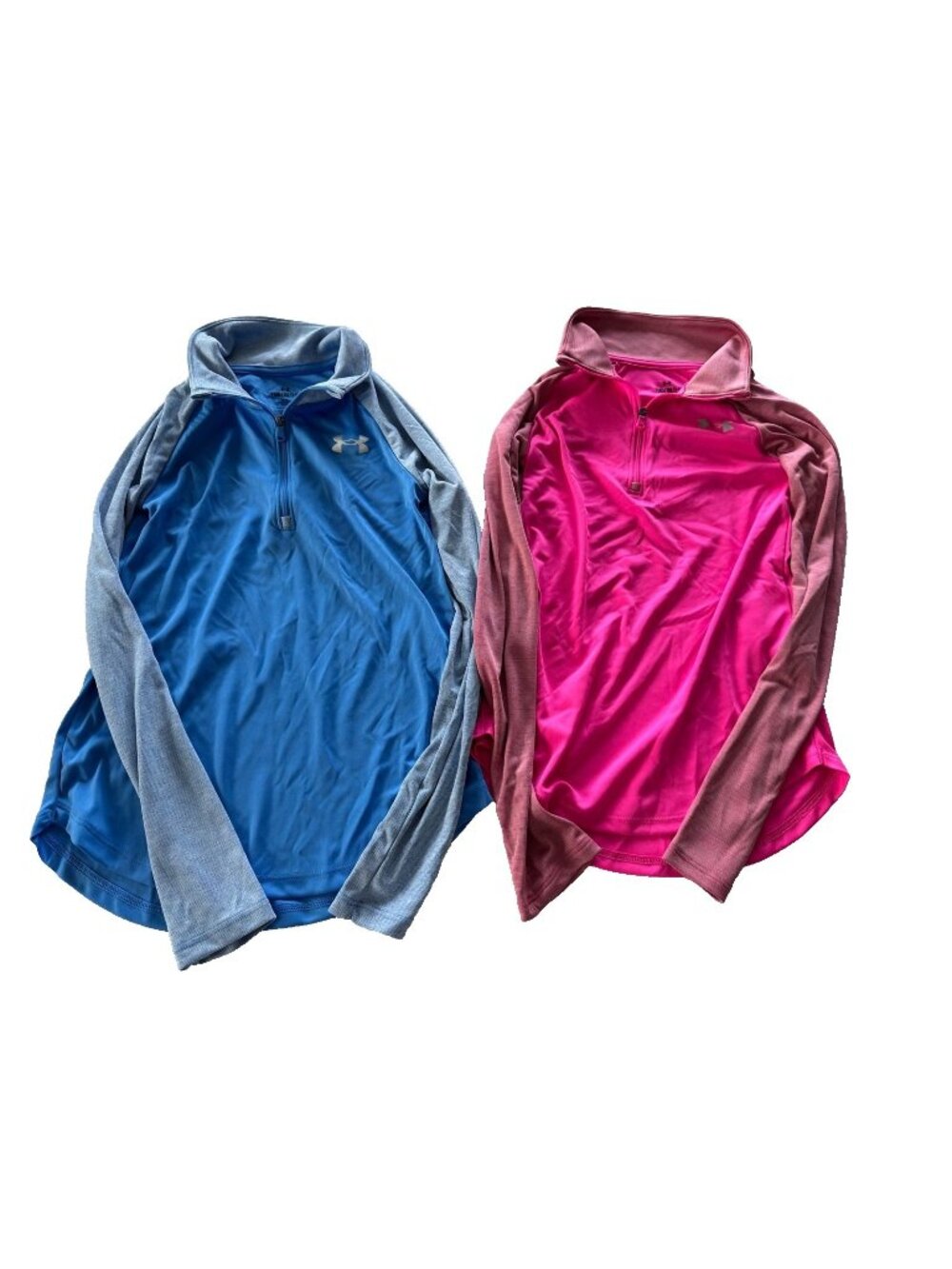 Under Armour Girls Medium 1/4 Zip Long Sleeve Tops Pink Blue Athletic School